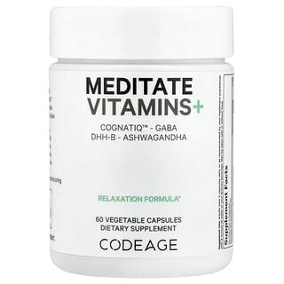 Codeage, Mediteren Vitaminen+, CognatiQ, GABA, DHH-B, Ashwagandha, 60 Capsules