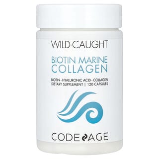 Codeage, Captura silvestre, Colágeno marino con biotina, Ácido hialurónico, 120 cápsulas