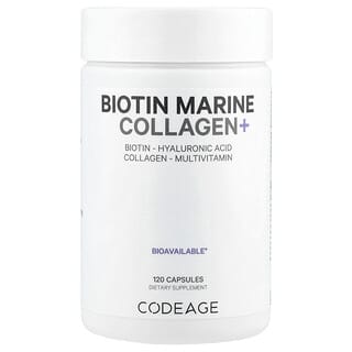 Codeage, Captura silvestre, Colágeno marino con biotina, Ácido hialurónico, 120 cápsulas