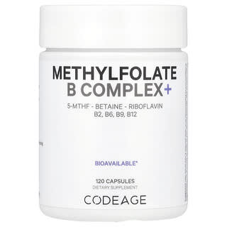 Codeage, 維生素，甲基葉酸 B 複合物，5-MTHF、甜菜堿、核黃素、B2、B6、B9、B12，120 粒膠囊