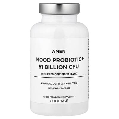 Codeage, Mood Probiotic +, With Prebiotic Fibre Blend, 60 Vegetarian Capsules