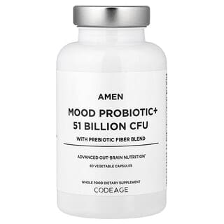 Codeage, Mood Probiotic +, With Prebiotic Fiber Blend, 60 Vegetarian Capsules