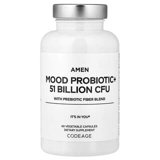 Codeage, Amen, Mood Probiotic+ With Prebiotic Fiber Blend, 60 Vegetable Capsules