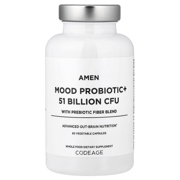 Amen, Mood Probiotic+ With Prebiotic Fiber Blend, 60 Vegetable Capsules