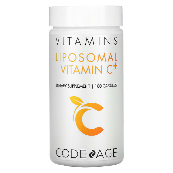 Codeage‏, فيتامينات، فيتامين جـ مغلّف في جسيمات دهنية+، 180 كبسولة