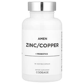 Codeage, Amen, Zinc/Couper + Probiotics, Zink/Kupfer + Probiotika, 90 pflanzliche Kapseln