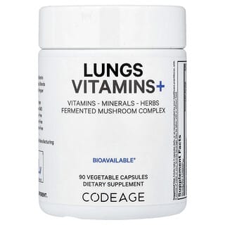 Codeage, Lungs, Vitamins +, Vitaminpräparat für die Atemwege und Lunge, 90 Kapseln