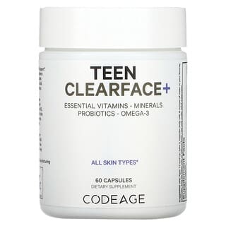 Codeage, Vitaminas Clearface para Adolescentes, Todos os Tipos de Pele, 60 Cápsulas