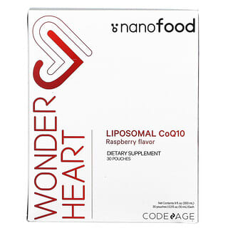 Codeage, Wonder Heart, липосомальный коэнзим Q10, малиновый вкус, 30 пакетиков по 0,3 жидкой унции (10 мл) каждый