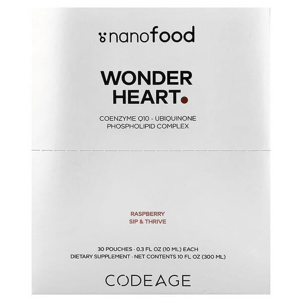 Codeage Nanofood, Wonder Heart, Raspberry, 30 Pouches, 0.3 fl oz (10 ml) Each