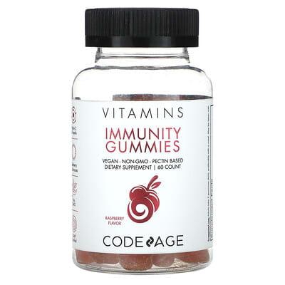 Codeage, Vitamins, Body Defense Gummies, Vegan, Non-GMO, Pectin Base, Raspberry Flavor, 60 Gummies
