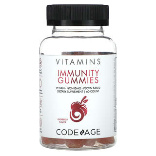 Codeage, витамины, жевательные таблетки для укрепления иммунитета, веганские, без ГМО, на основе пектина, малина, 60 шт.