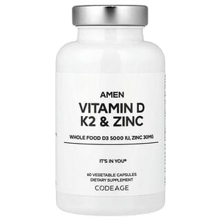 Codeage, Amen, Vitamin D, K2 & Zinc, 60 Vegetable Capsules