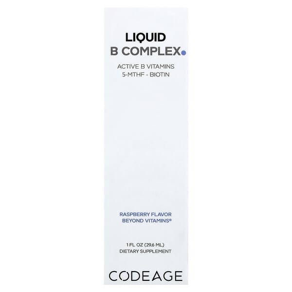 Codeage, Liquid B Complex, Raspberry, 1 fl oz (29.6 ml)
