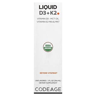 Codeage, Flydende D3 + K2, uden smag, 29,6 ml