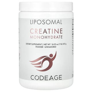 Codeage, Liposomal Creatine Monohydrate Powder, liposomales Kreatinmonohydratpulver, geschmacksneutral, 455 g (1 lb.)
