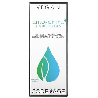 Codeage, Vegan Chlorophyll + Liquid Drops, перечная мята, 50 мг, 60 мл (2 жидк. Унции)