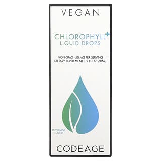 Codeage, Vegano, Gotas Líquidas de Clorofila+, Hortelã-pimenta, 50 mg, 60 ml (2 fl oz)