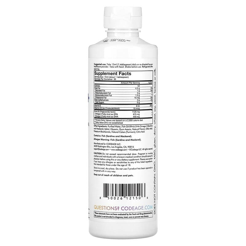 Omega 3 Omega para adolescentes Limonada 450 ml 16 oz. L q