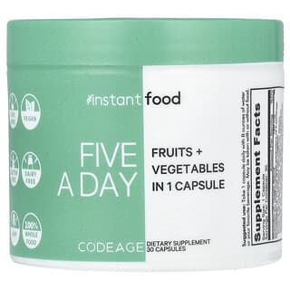 Codeage, Cinco suplementos por día, Frutas y vegetales en 1 cápsula, 30 cápsulas