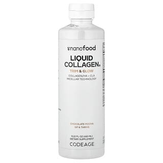 Codeage, Nanofood, Colágeno Líquido, Aparência e Brilho, Mocha de Chocolate, 450 ml (15,22 fl oz)