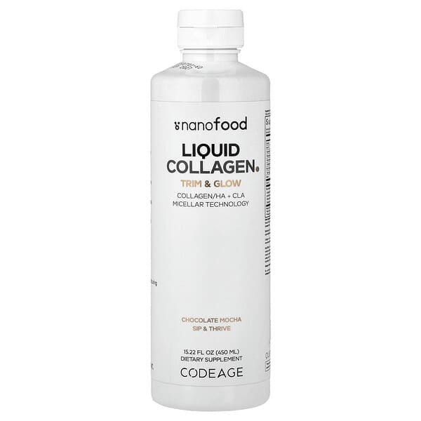 Codeage, Nanofood, 액상 콜라겐, 트리밍 & 글로우, 초콜릿 모카, 450ml(15.22fl oz)