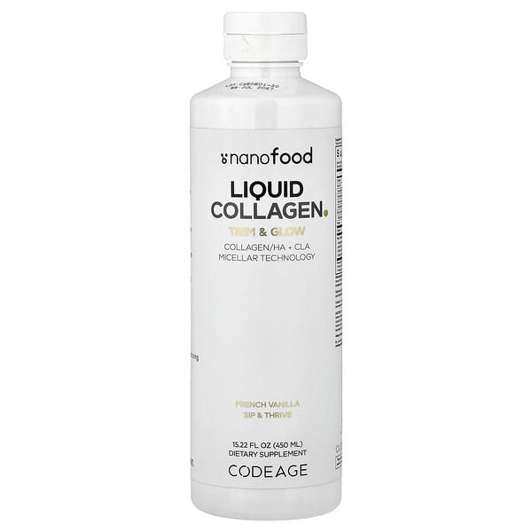 Codeage, Nanofood, Liquid Collagen, French Vanilla, 15.22 fl oz (450 ml)