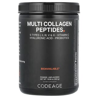 Codeage, Порошок с мультиколлагеновыми пептидами, без добавок, 300 г (10,58 унции)
