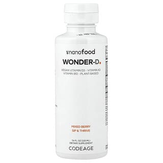 Codeage, Nanofood, Wonder-D, Plant-Based, D3 + K2 + B12, Liposomal Delivery, Mixed Berry, 7.6 fl oz (225 ml)