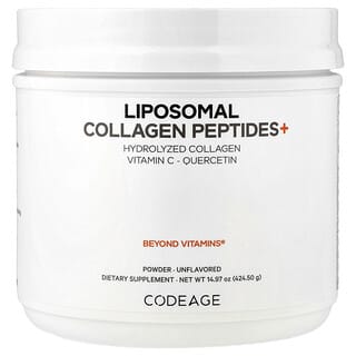 Codeage, Péptidos de colágeno liposomal+ en polvo, Sin sabor, 424,5 g (14,97 oz)