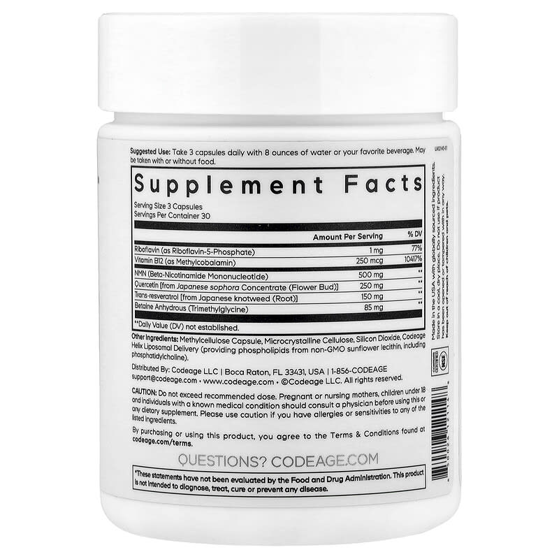 Liposomal NMN Platinum, 2 Bottles, 90 Vegetable Capsules Each