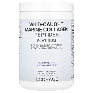 Codeage, Wild-Caught Marine Collagen Peptides Powder, Platinum, Unflavored, 11.5 oz (326 g)