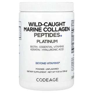 Codeage, Péptidos de colágeno marino en polvo provenientes de peces capturados en estado salvaje, Platino, Sin sabor, 326 g (11,5 oz)