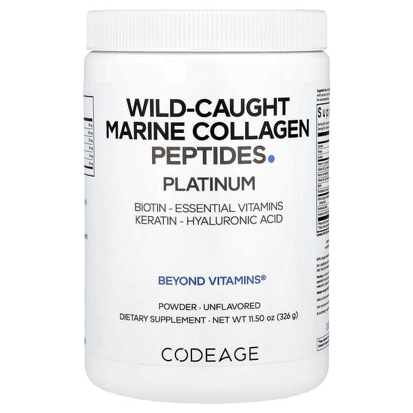 Wild-Caught Marine Collagen Peptides Powder, Platinum, Unflavored, 11.5 oz (326 g)