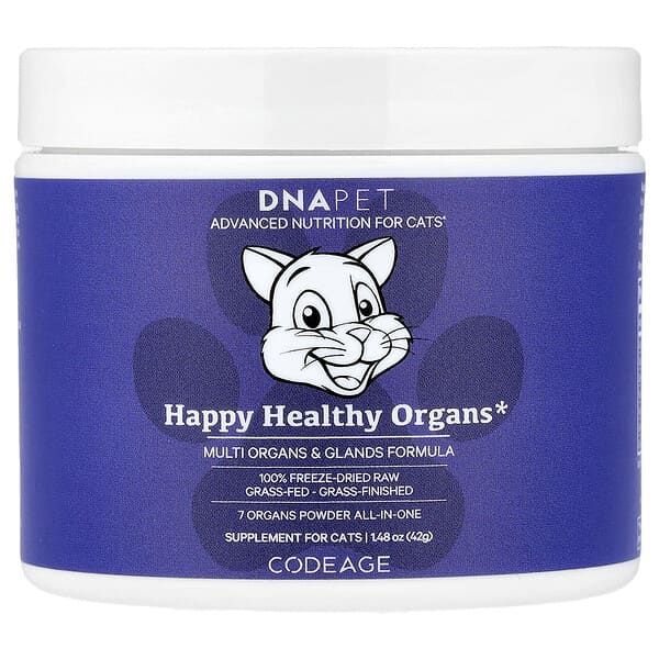 Codeage, DNA Pet, для здоровья органов, формула для нескольких органов и желез, для кошек, 42 г (1,48 унции)