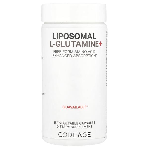 Codeage Liposomal L-Glutamine+, 180 Vegetable Capsules (500 mg per Capsule)