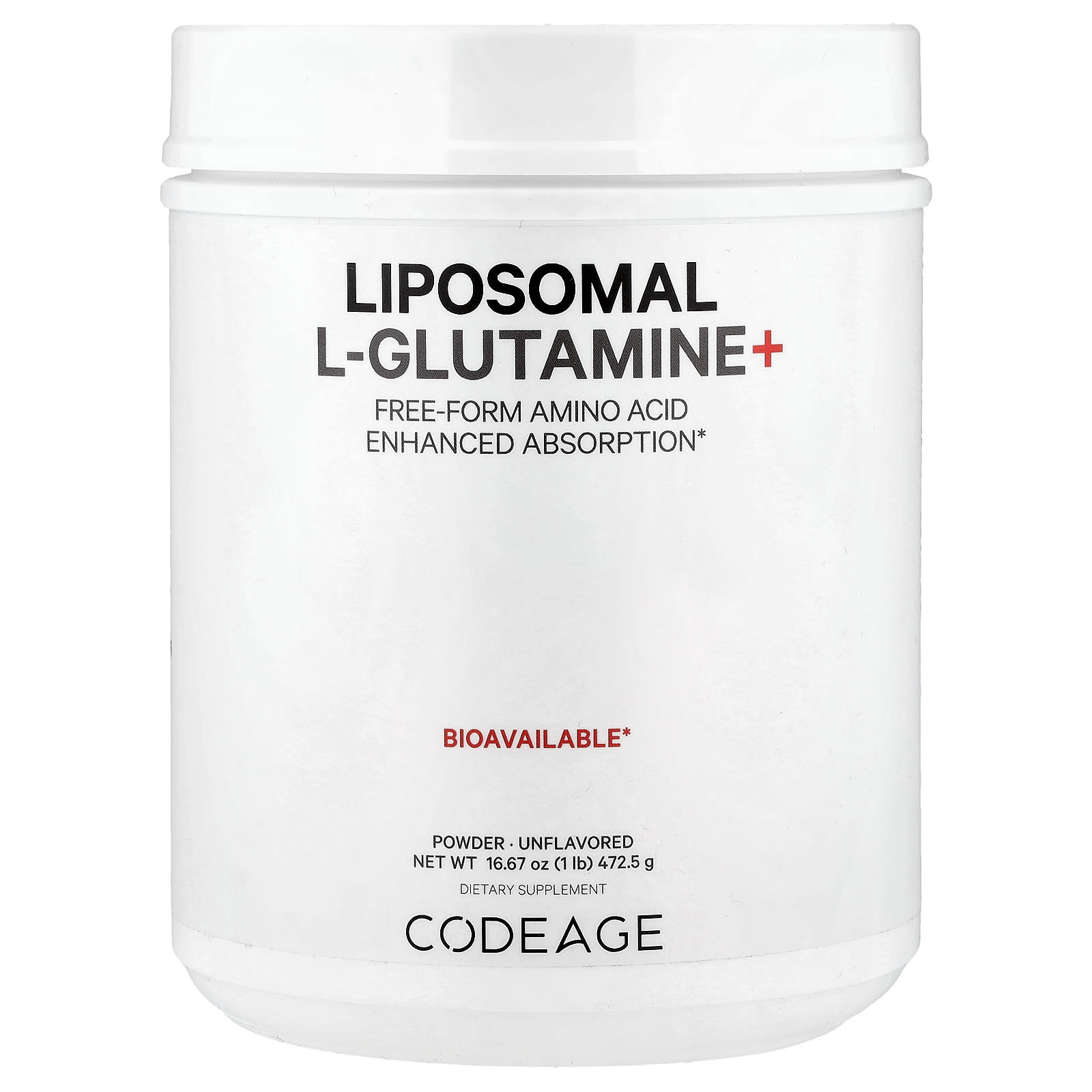Liposomal L-Glutamine+ Powder, Unflavored, 16.67 oz (472.5 g)