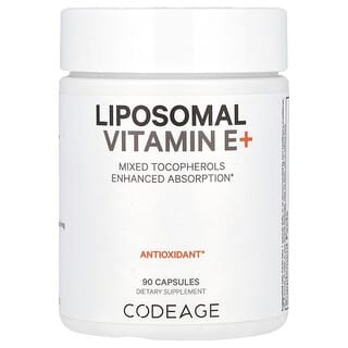 Codeage, Vitamina E + Lipossomal, Tocoferóis Mistos, 90 Cápsulas
