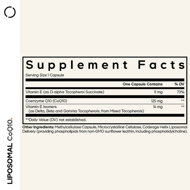 CoQ10 Lipossomal, Coenzima Q10, Isômeros de Vitamina E, Absorção