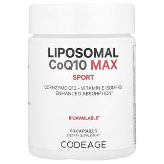 Codeage, CoQ10 liposomal MAX, Coenzima Q10 e isómeros de vitamina E, Absorción mejorada, 60 cápsulas
