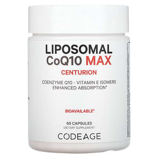 Codeage‏, CoQ10 MAX ליפוזומלי, קו-אנזים Q10, ויטמין E איזומרים, ספיגה משופרת, 60 כמוסות