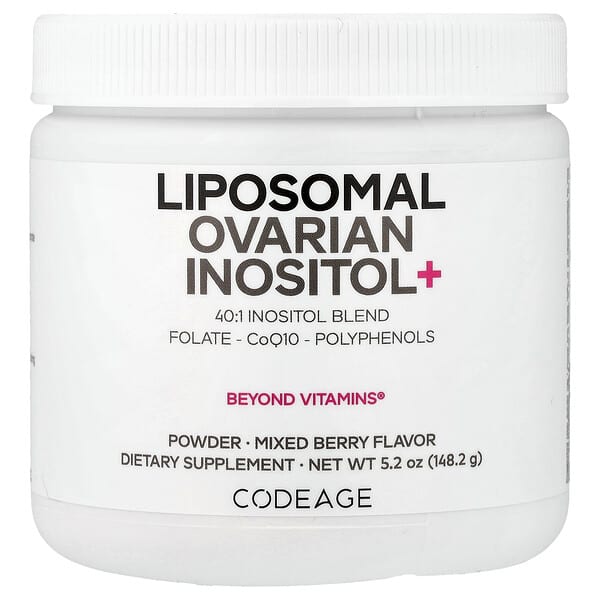 Codeage Liposomal Ovarian Inositol+ Powder, Mixed Berry, 5.2 oz (148.2 g)