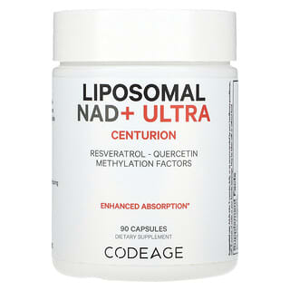 Codeage, NAD+ liposomal ULTRA, Resveratrol, quercetina y factores que favorecen la metilación, 90 cápsulas