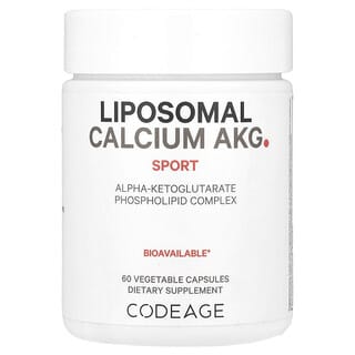 Codeage, Alfa-cetoglutarato de calcio liposomal, Suplemento para favorecer la práctica de deportes, 700 mg, 60 cápsulas vegetales