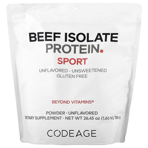 Sport, Beef Isolate Protein Powder, Unflavored, 1.65 lb (750 g)