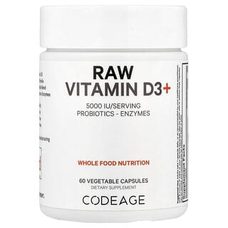 Codeage, Raw Vitamin D3+, 5,000 IU, 60 Vegetable Capsules