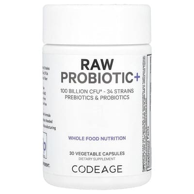 Codeage, Raw Probiotics+, 100 Billion CFU, 30 Vegetarian Capsules