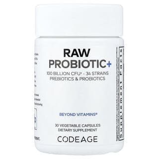 Codeage, Raw Probiotic+, 100 Billion CFU, 30 Vegetable Capsules