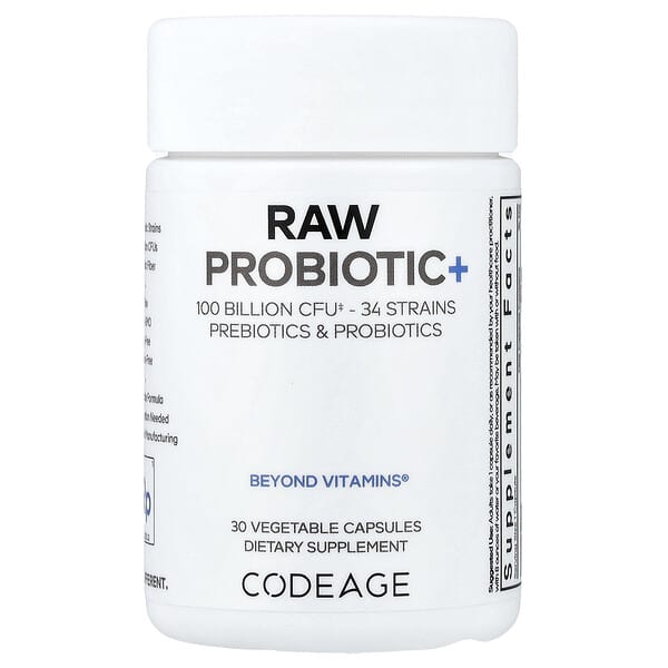 Codeage, Raw Probiotic+, 100 Billion CFU, 30 Vegetable Capsules