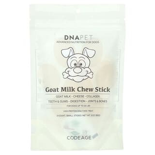 Codeage, DNA Pet, Bâtonnet à mâcher au lait de chèvre, Pour chiens, Petits, 3 pièces, 85 g